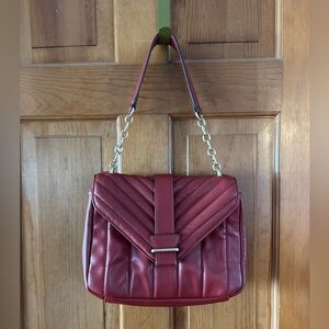 Classic red leather and gold shoulder bag